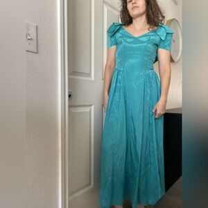 Vintage House of Bianchi Disco Formal Prom Dress Size 2 Full Skirt‎ Fitted Waist